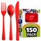 Exquisite Polished Plastic Silverware – 150 Pcs Heavy Duty Cutlery Set – 50 Each of Forks, Knives & Spoons – Disposable Utensil Set for Parties, Events & Catering – Flatware Set by Party Solids